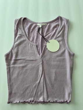 NIA Essential Hacci Tank Top Lavender Ribbed Cropped MSRP $38 NWT Size S